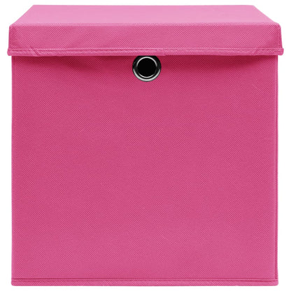 Opbergboxen met deksel 4 st 28x28x28 cm roze