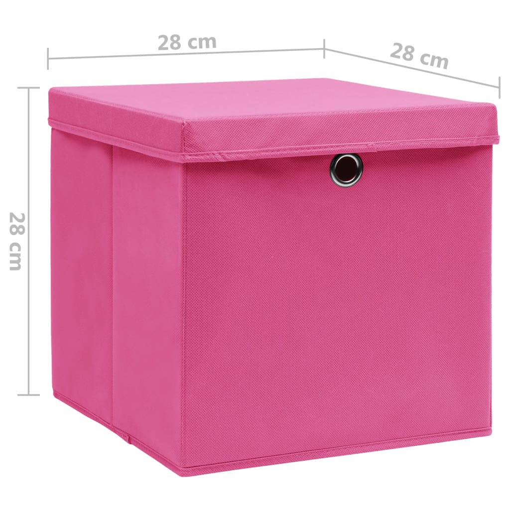 Opbergboxen met deksel 4 st 28x28x28 cm roze