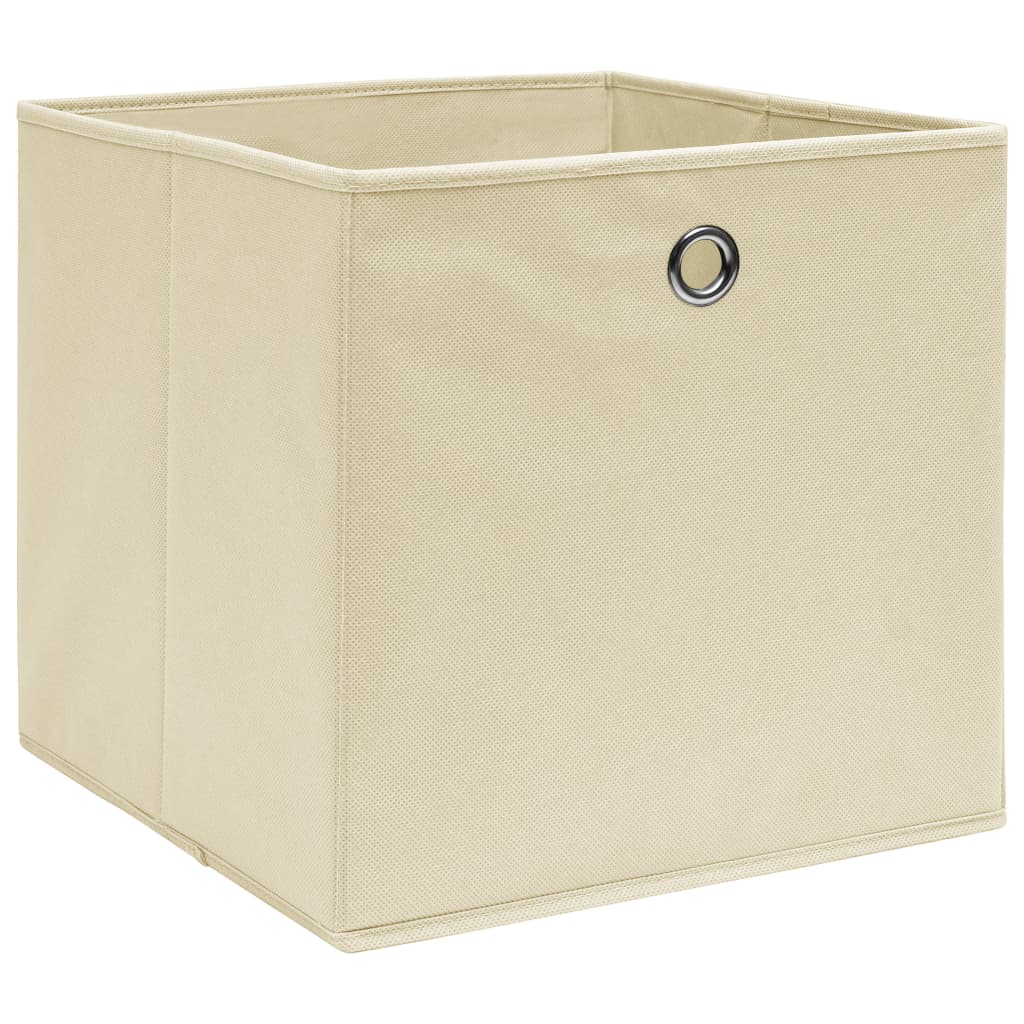 Opbergboxen 4 st 28x28x28 cm nonwoven stof crèmekleurig