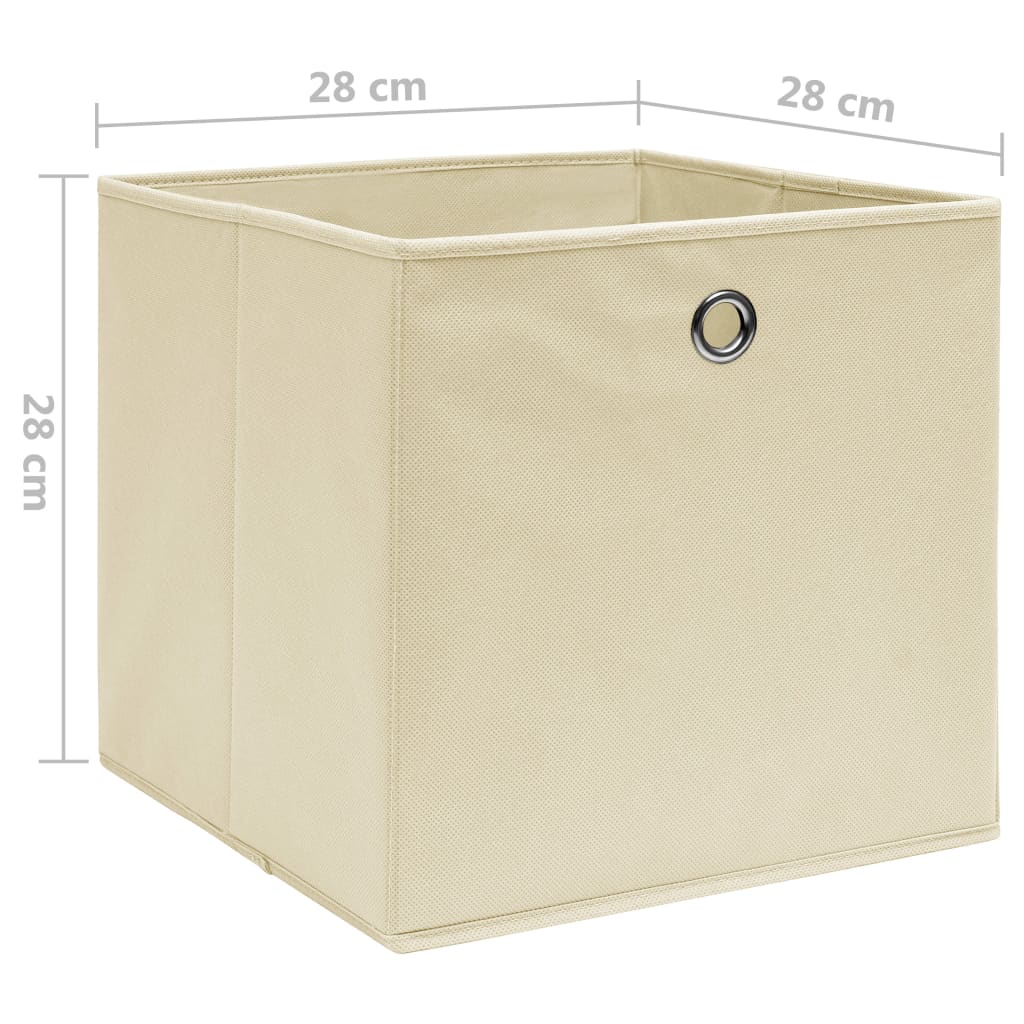 Opbergboxen 4 st 28x28x28 cm nonwoven stof crèmekleurig