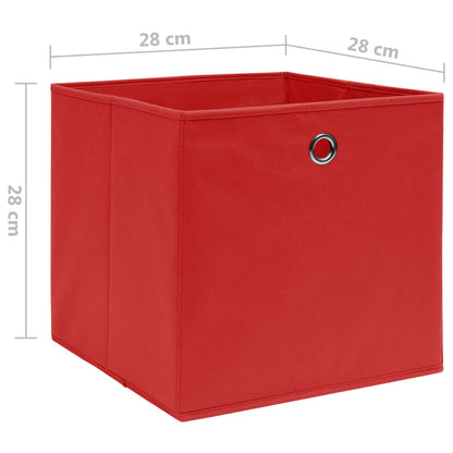 Opbergboxen 4 st 28x28x28 cm nonwoven stof rood