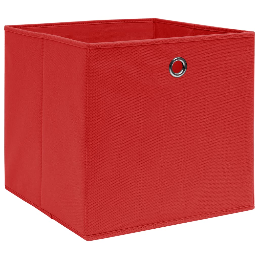 Opbergboxen 10 st 28x28x28 cm nonwoven stof rood