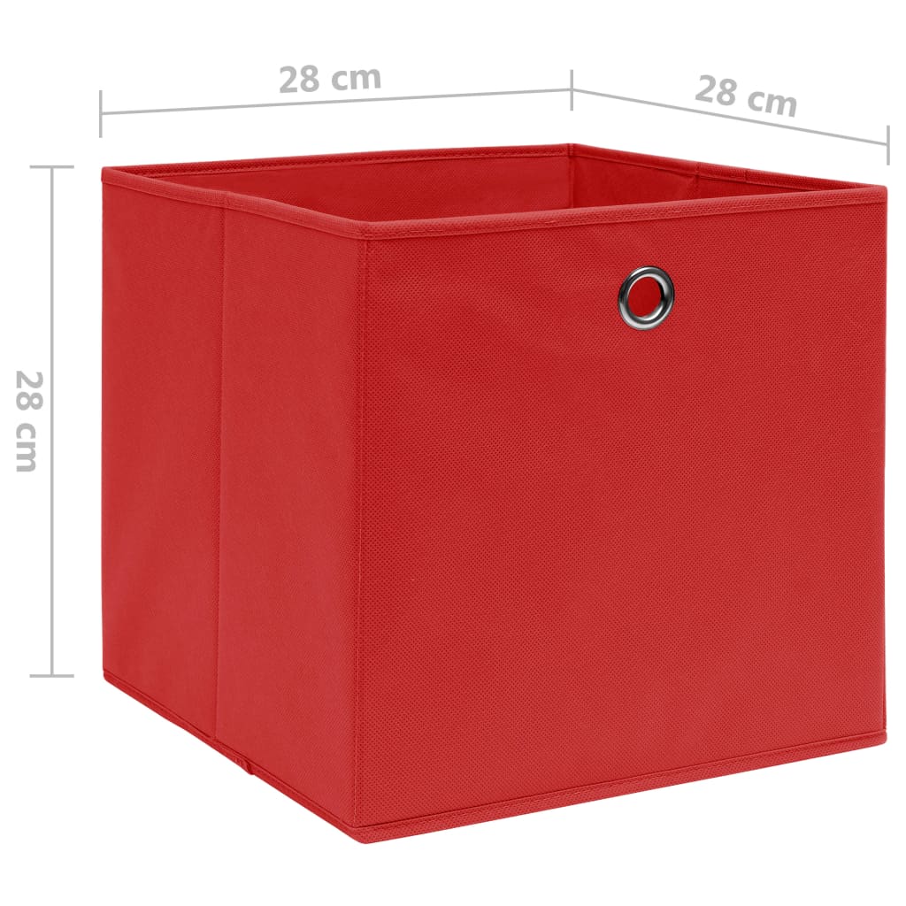 Opbergboxen 10 st 28x28x28 cm nonwoven stof rood