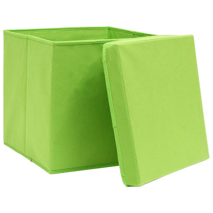 Opbergboxen met deksel 4 st 28x28x28 cm groen