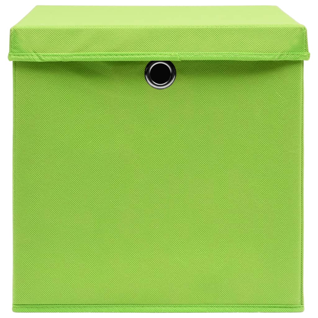 Opbergboxen met deksel 4 st 28x28x28 cm groen