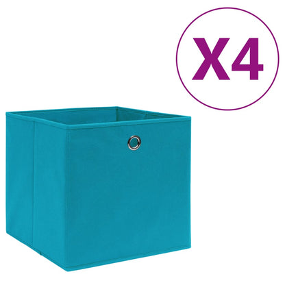 Opbergboxen 4 st 28x28x28 cm nonwoven stof babyblauw