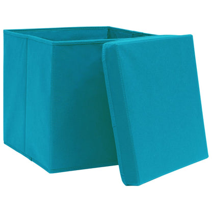 Opbergboxen met deksel 4 st 28x28x28 cm babyblauw