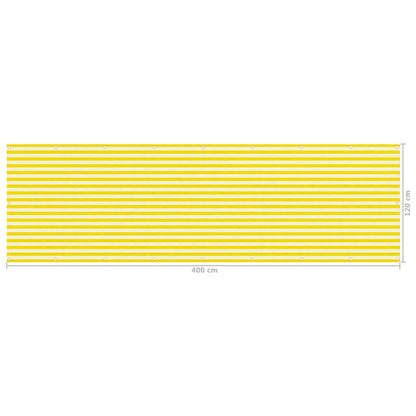 Balkonscherm 120x400 cm HDPE geel en wit