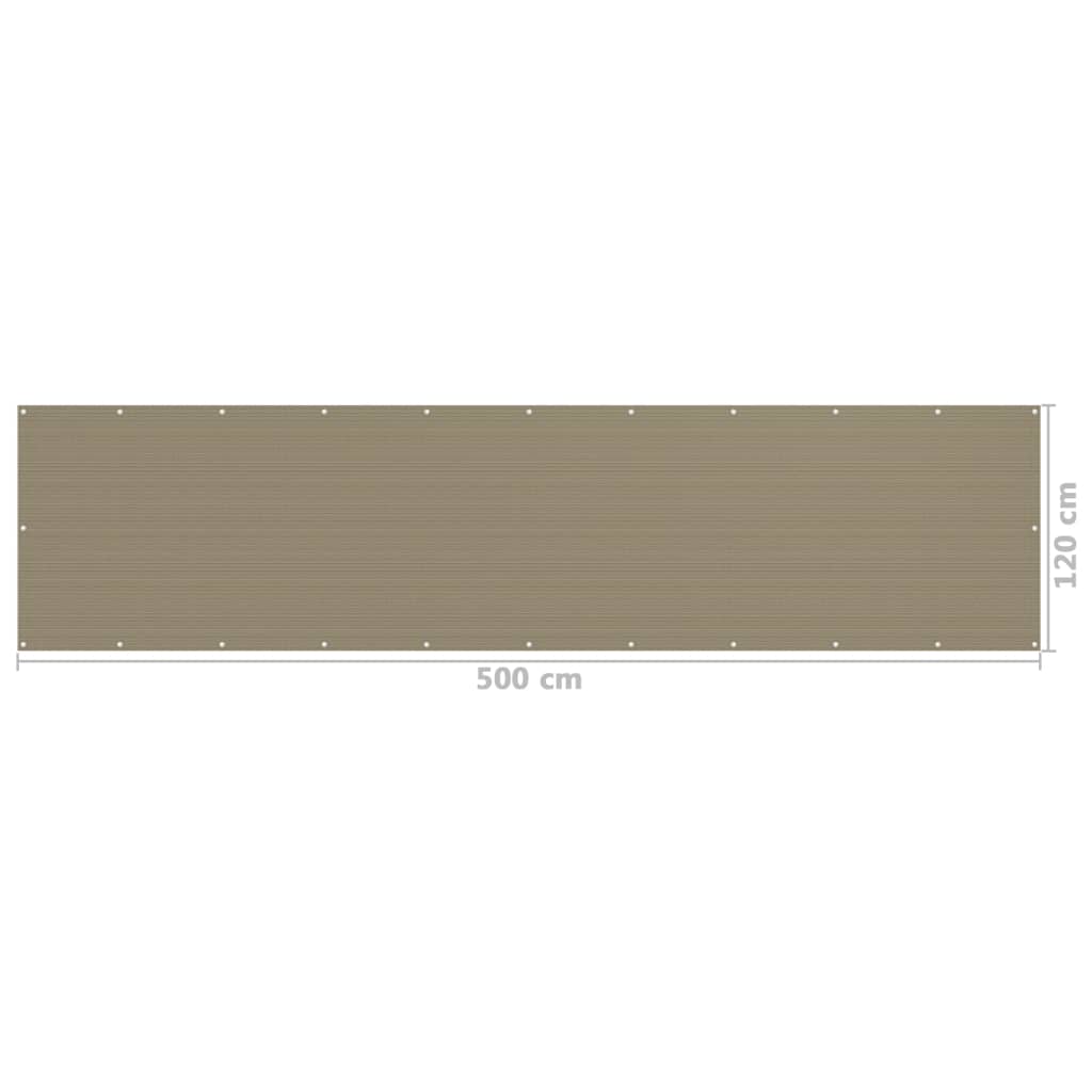 Balkonscherm 120x500 cm HDPE taupe