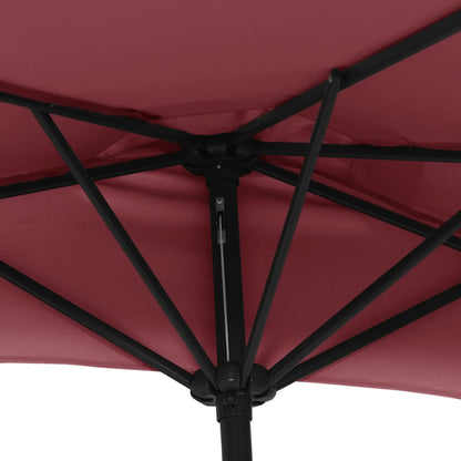 Balkonparasol half aluminium paal 270x144x222 cm bordeauxrood