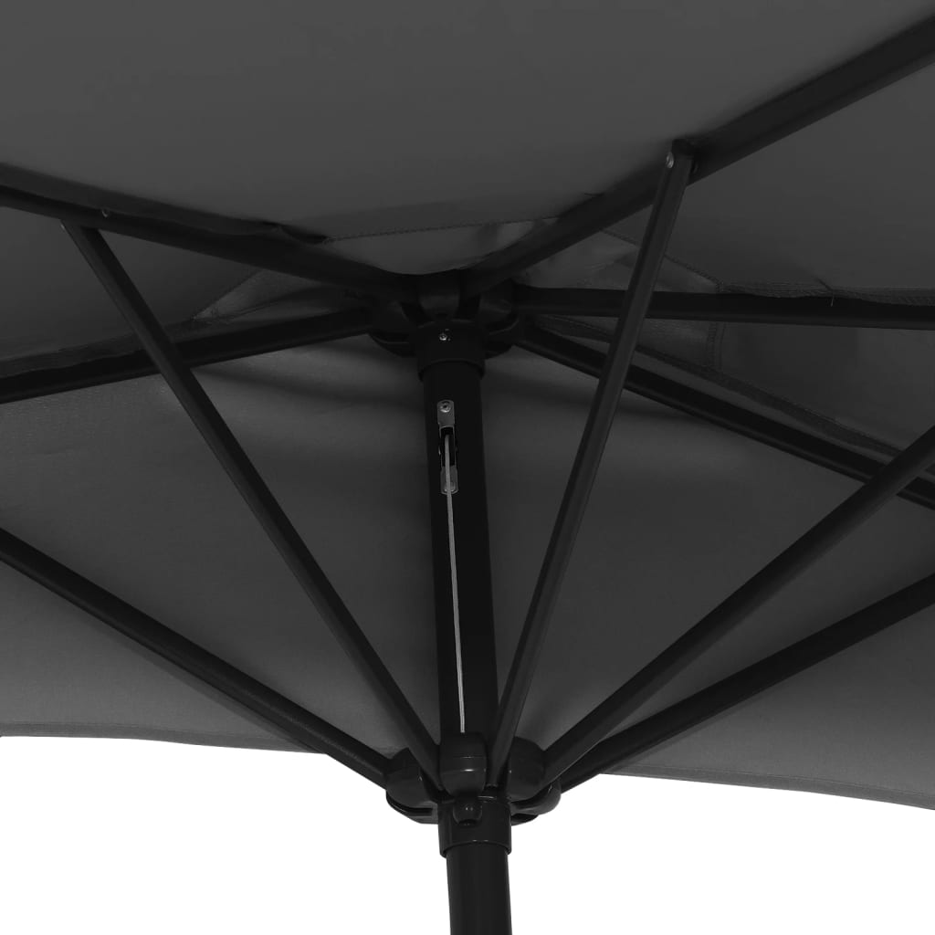 Balkonparasol half met aluminium paal 300x155x223 cm zwart
