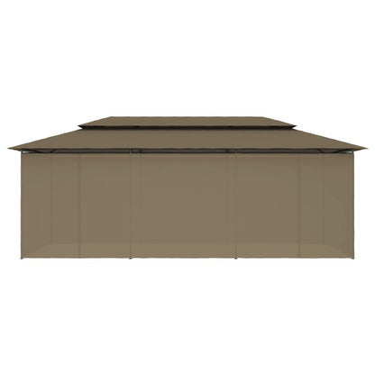 Prieel met gordijnen 180 g/m² 600x298x270 cm taupe