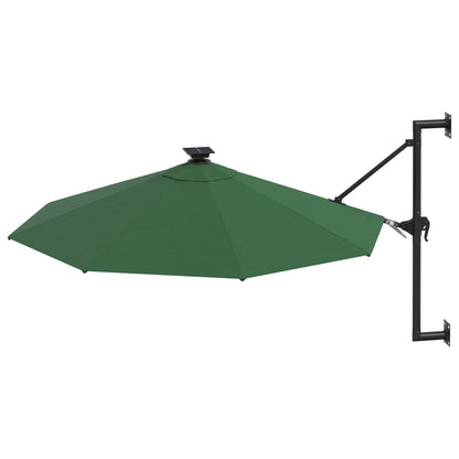 Wandparasol met LED's en metalen paal 300 cm groen