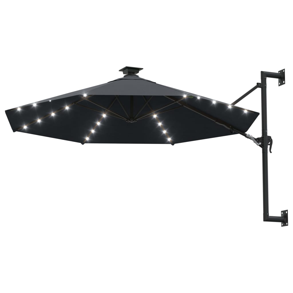 Wandparasol met LED's en metalen paal 300 cm antracietkleurig