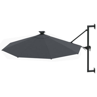 Wandparasol met LED's en metalen paal 300 cm antracietkleurig