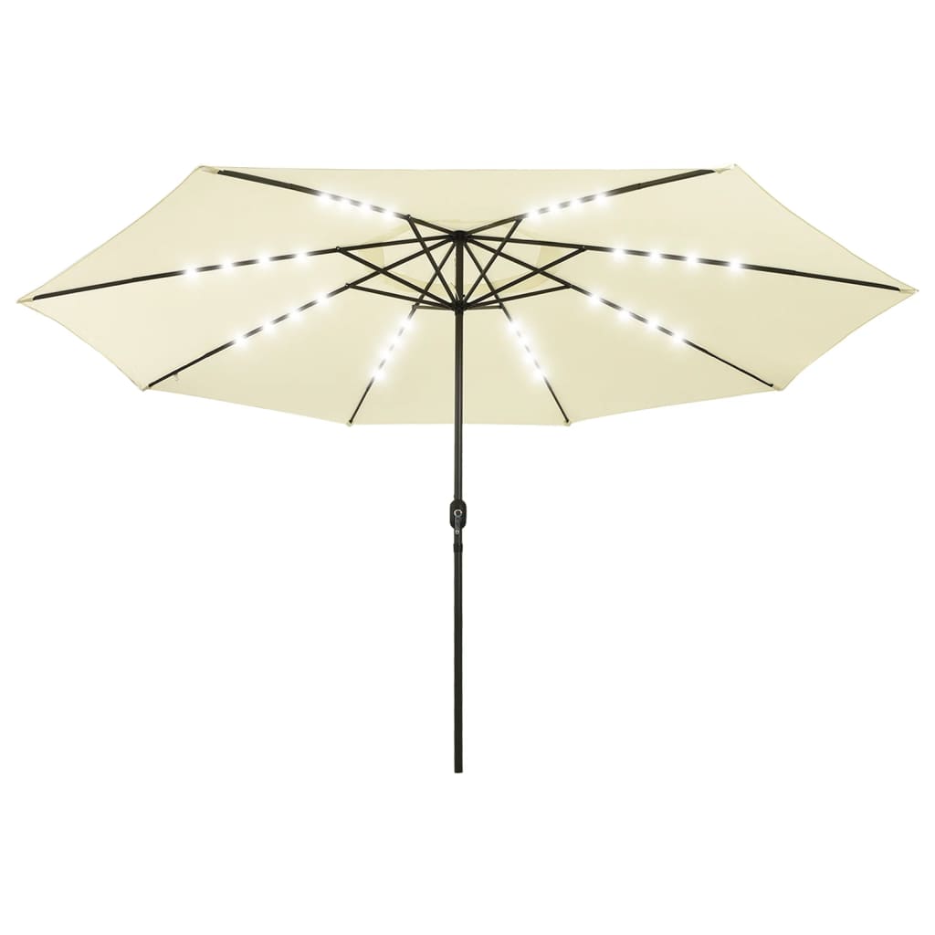 Parasol met LED-verlichting en metalen paal 400 cm zandkleurig