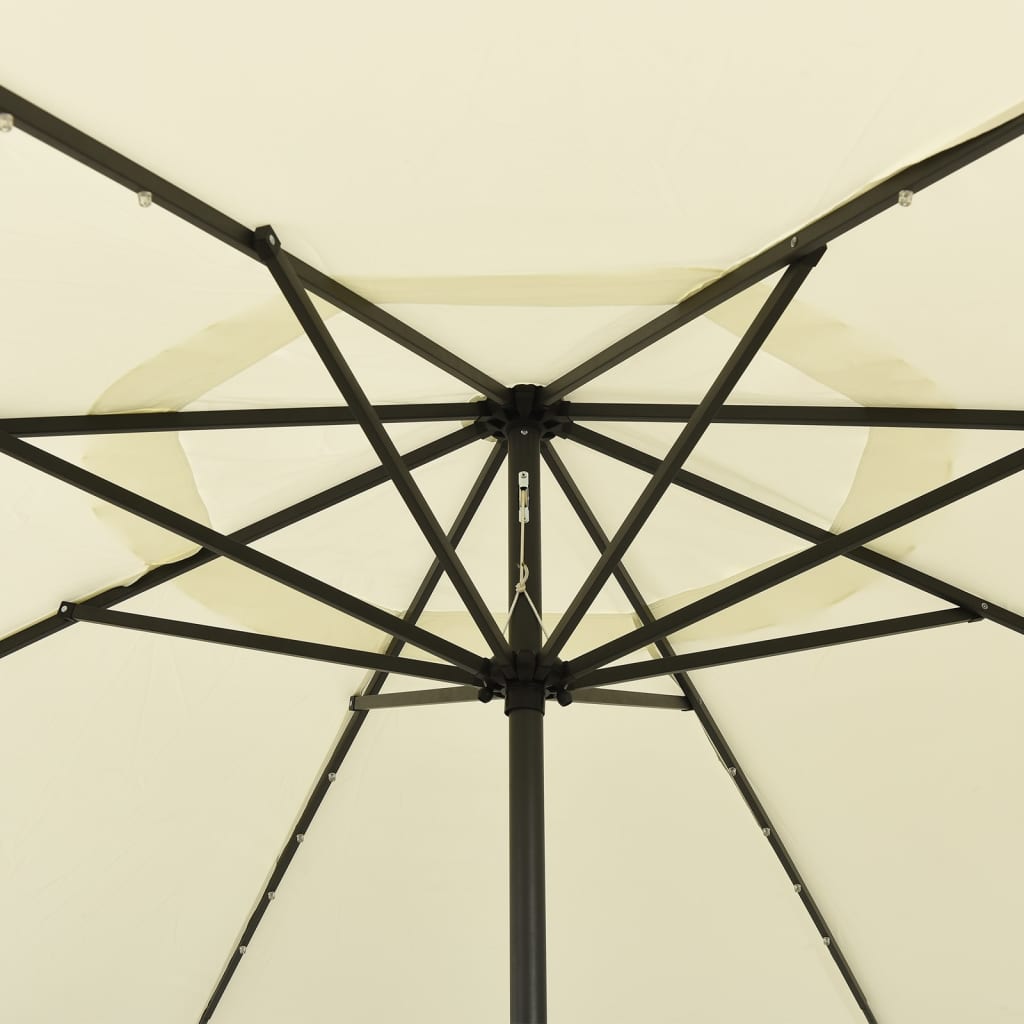 Parasol met LED-verlichting en metalen paal 400 cm zandkleurig