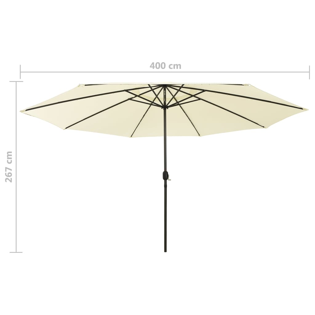 Parasol met LED-verlichting en metalen paal 400 cm zandkleurig