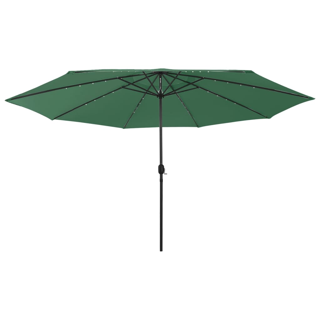 Parasol met LED-verlichting en metalen paal 400 cm groen