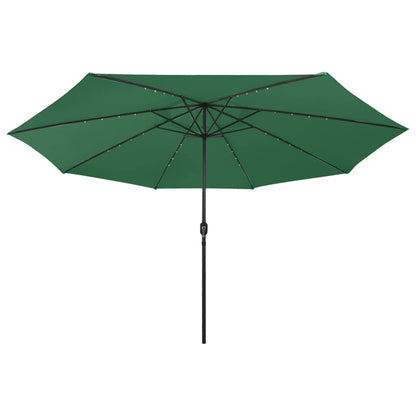 Parasol met LED-verlichting en metalen paal 400 cm groen