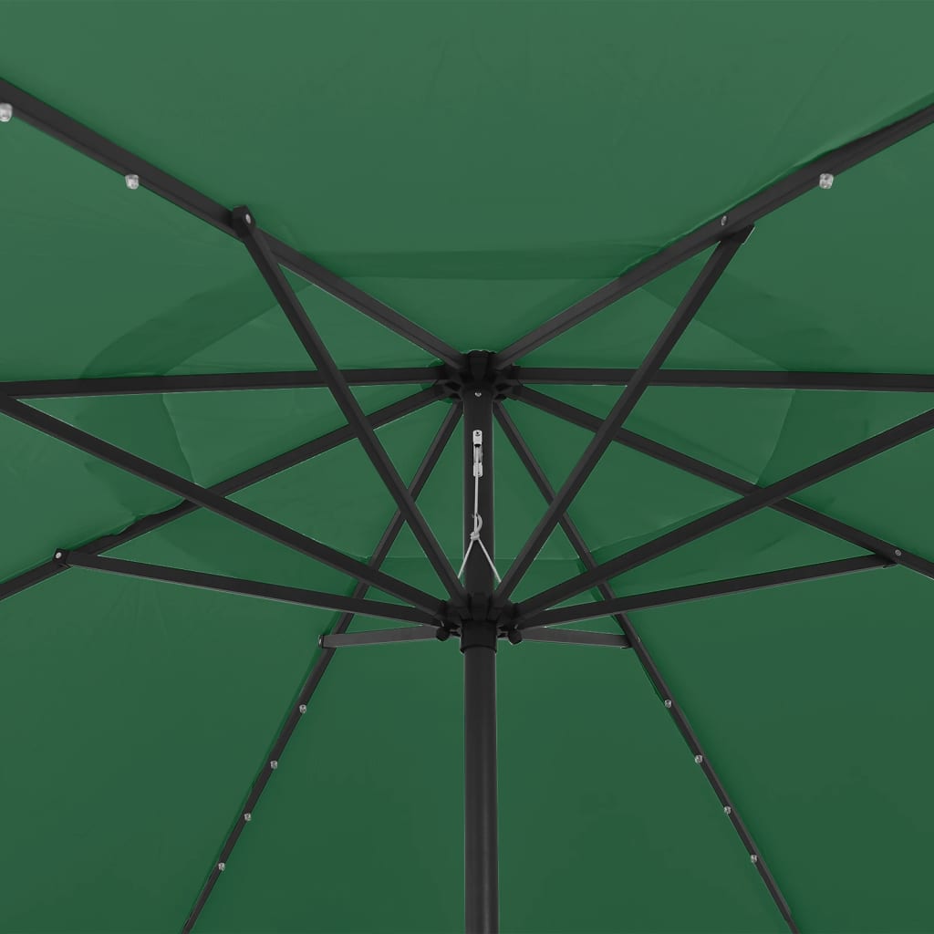 Parasol met LED-verlichting en metalen paal 400 cm groen