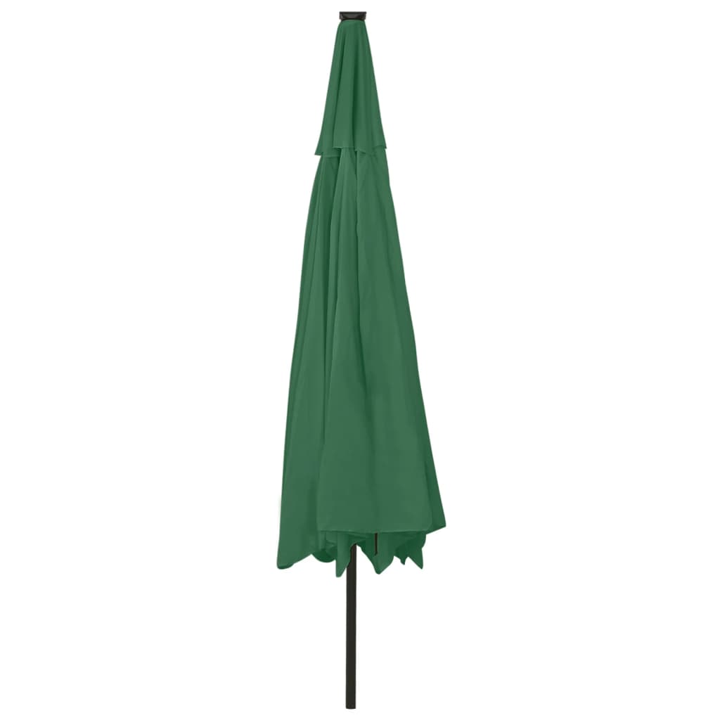 Parasol met LED-verlichting en metalen paal 400 cm groen