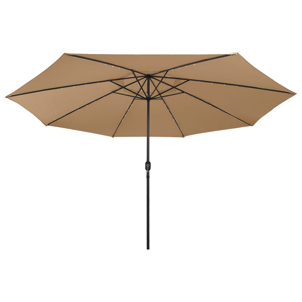 Parasol met LED-verlichting en metalen paal 400 cm taupe