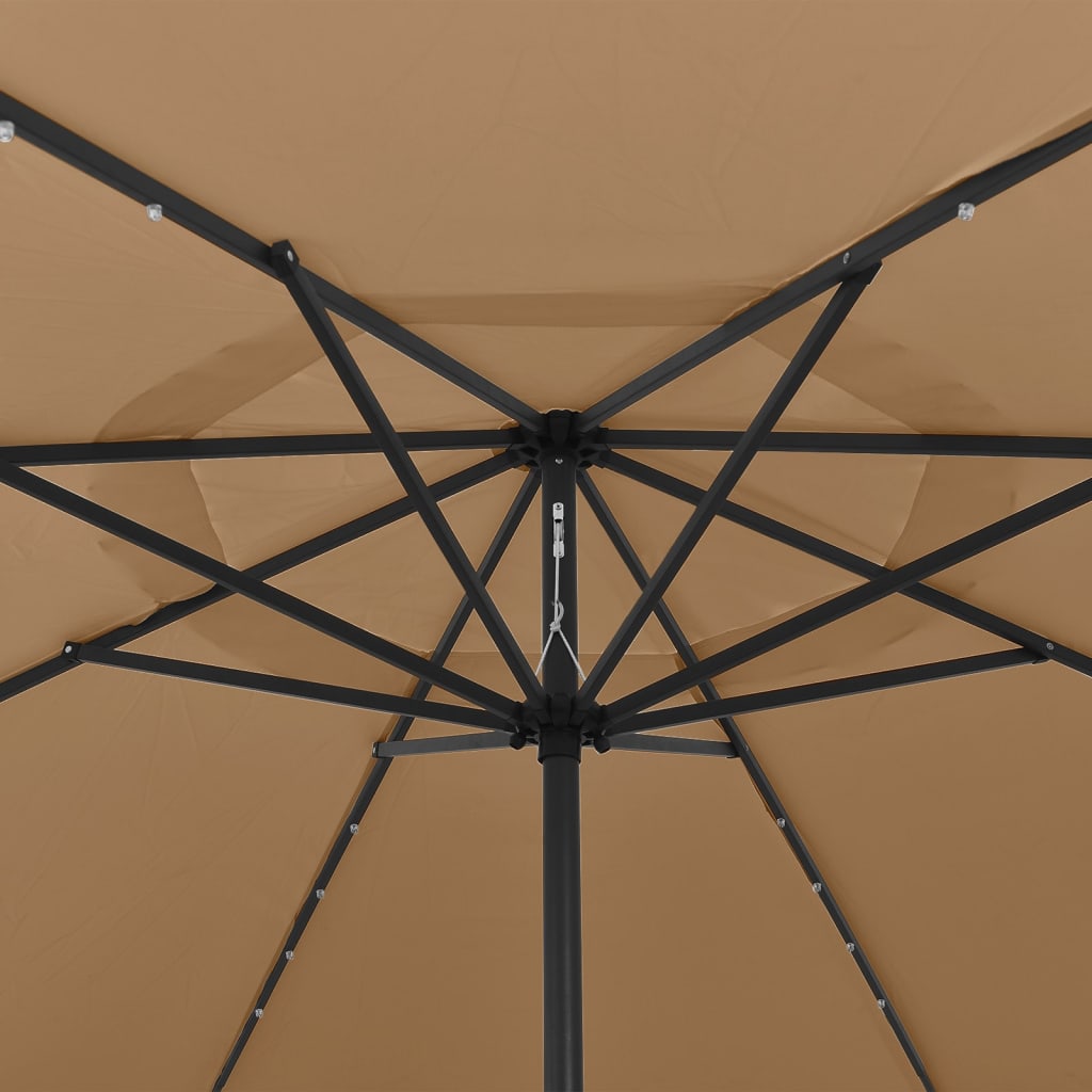 Parasol met LED-verlichting en metalen paal 400 cm taupe