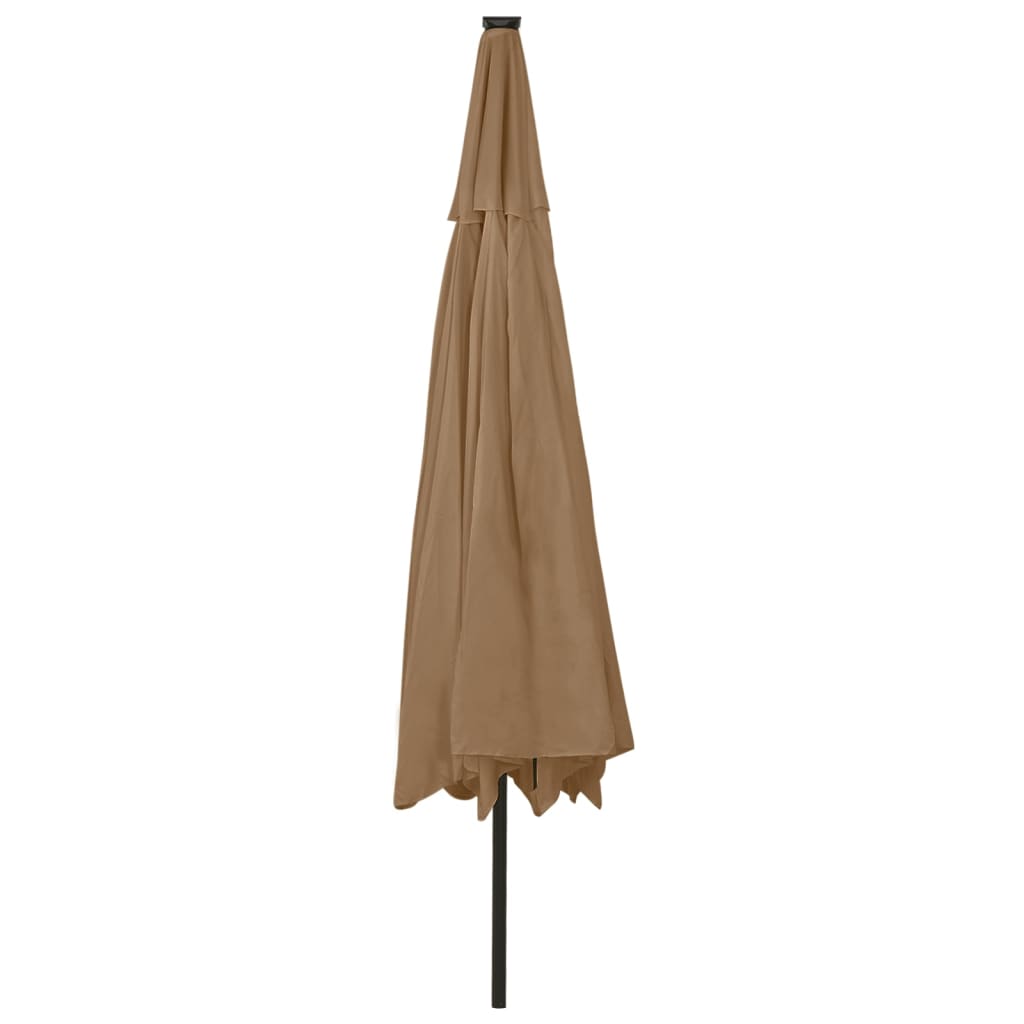 Parasol met LED-verlichting en metalen paal 400 cm taupe