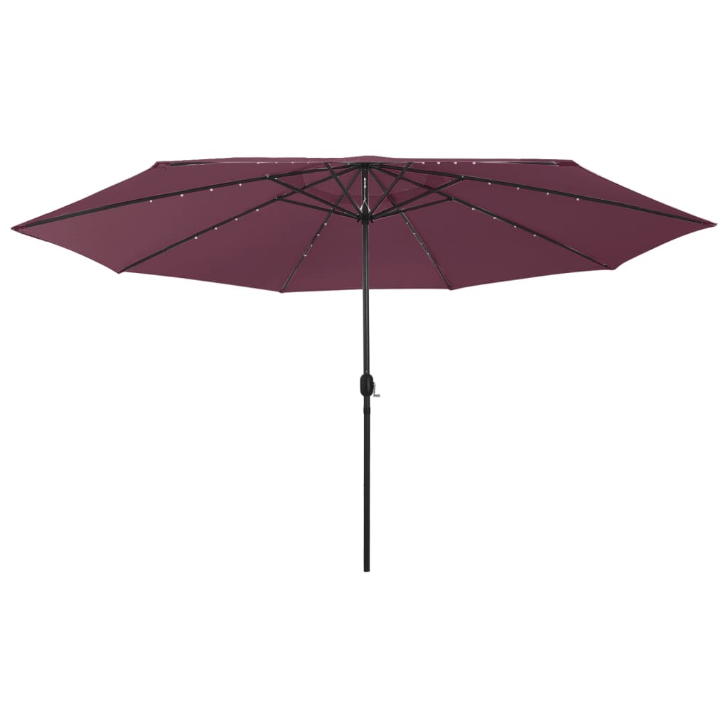 Parasol met LED-verlichting en metalen paal 400 cm bordeauxrood