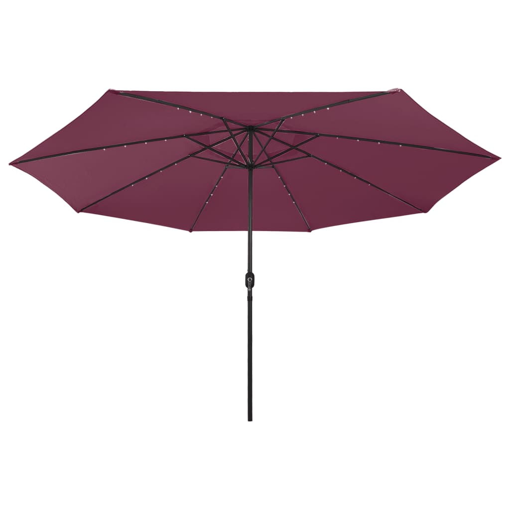 Parasol met LED-verlichting en metalen paal 400 cm bordeauxrood