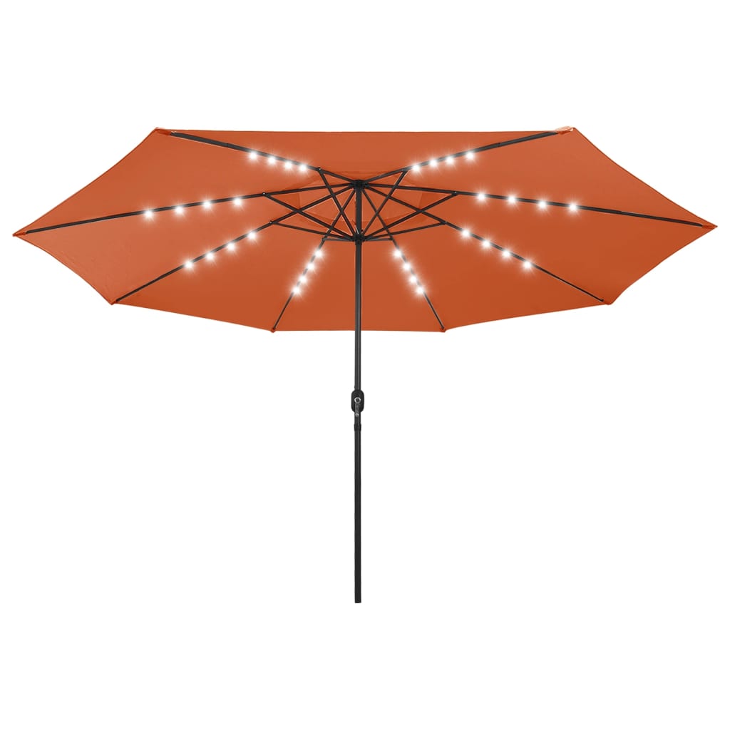 Parasol met LED-verlichting metalen paal 400 cm terracottakleur