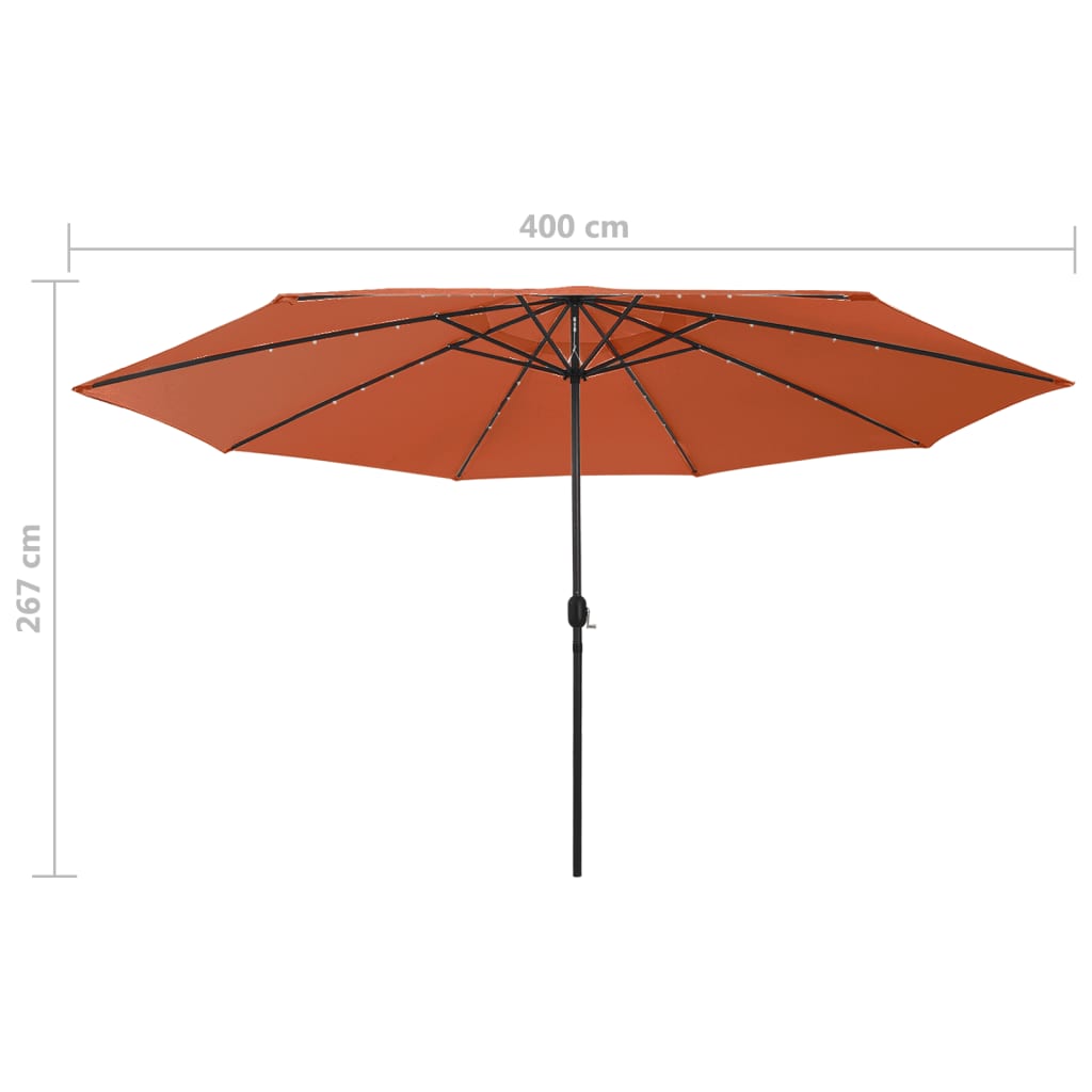 Parasol met LED-verlichting metalen paal 400 cm terracottakleur