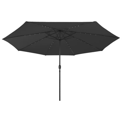 Parasol met LED-verlichting en metalen paal 400 cm zwart