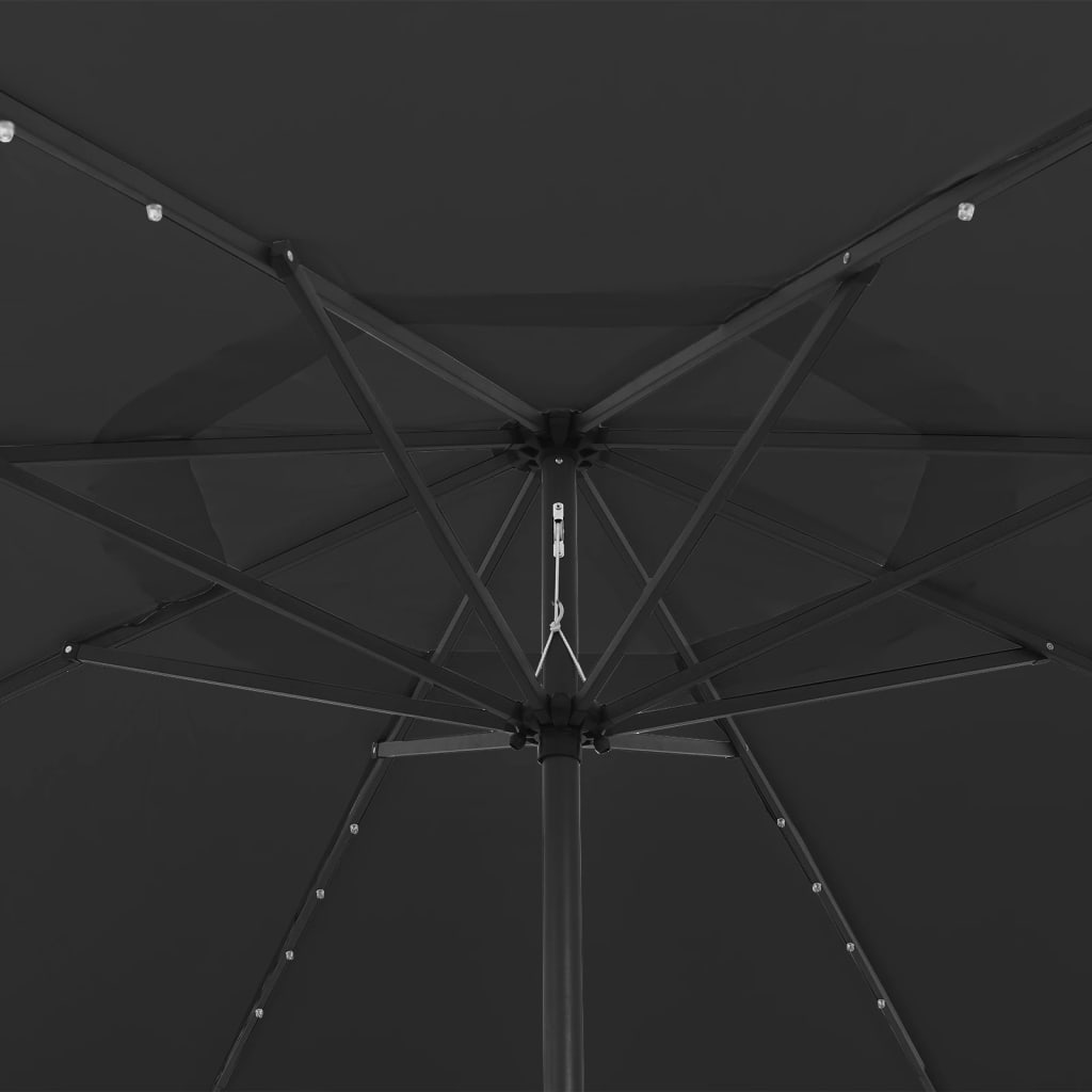 Parasol met LED-verlichting en metalen paal 400 cm zwart