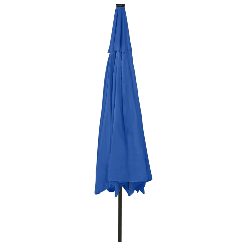 Parasol met LED-verlichting en metalen paal 400 cm azuurblauw