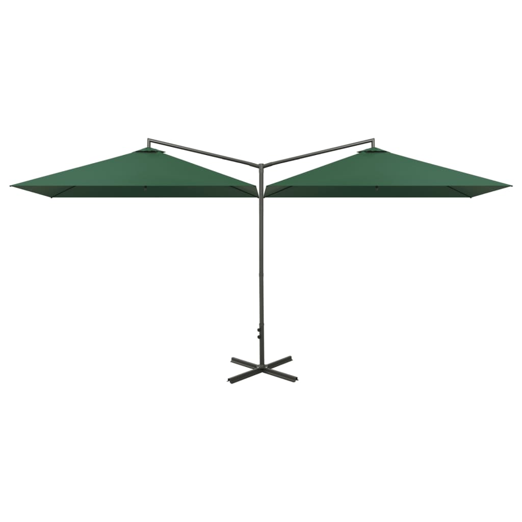 Parasol dubbel met stalen paal 600x300 cm groen