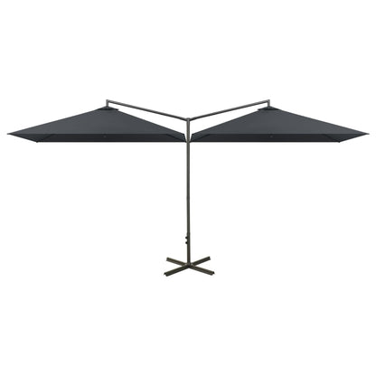 Parasol dubbel met stalen paal 600x300 cm antracietkleurig