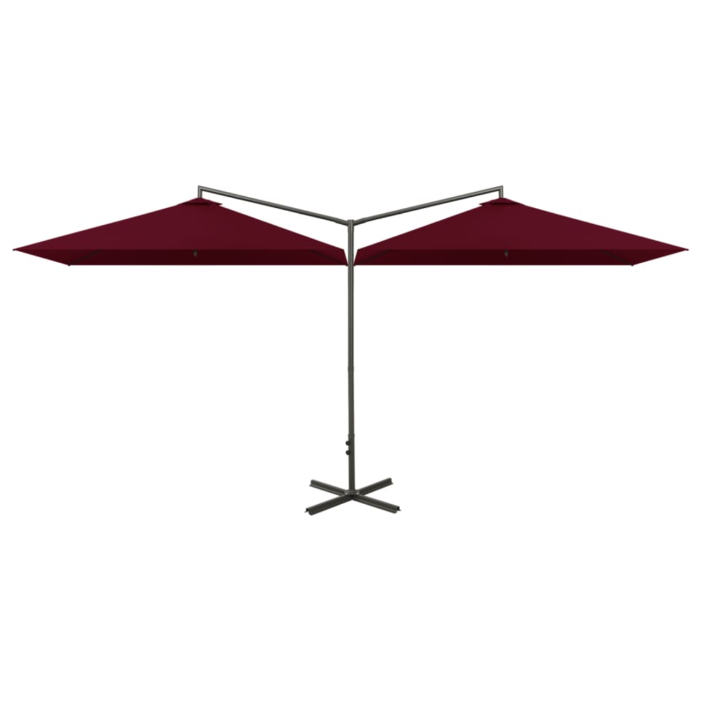 Parasol dubbel met stalen paal 600x300 cm bordeauxrood