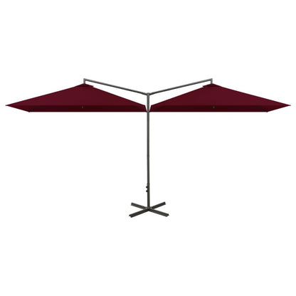 Parasol dubbel met stalen paal 600x300 cm bordeauxrood