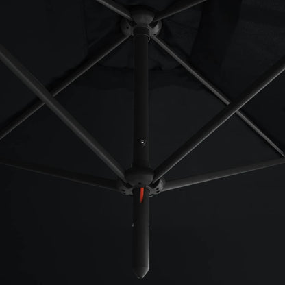 Parasol dubbel met stalen paal 600x300 cm zwart