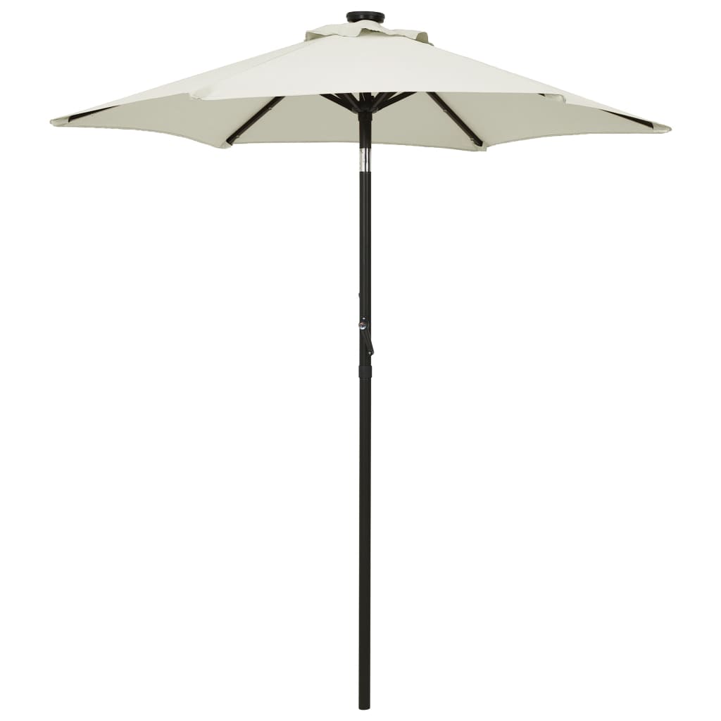 Parasol met LED-verlichting 200x211 cm aluminium zandkleurig