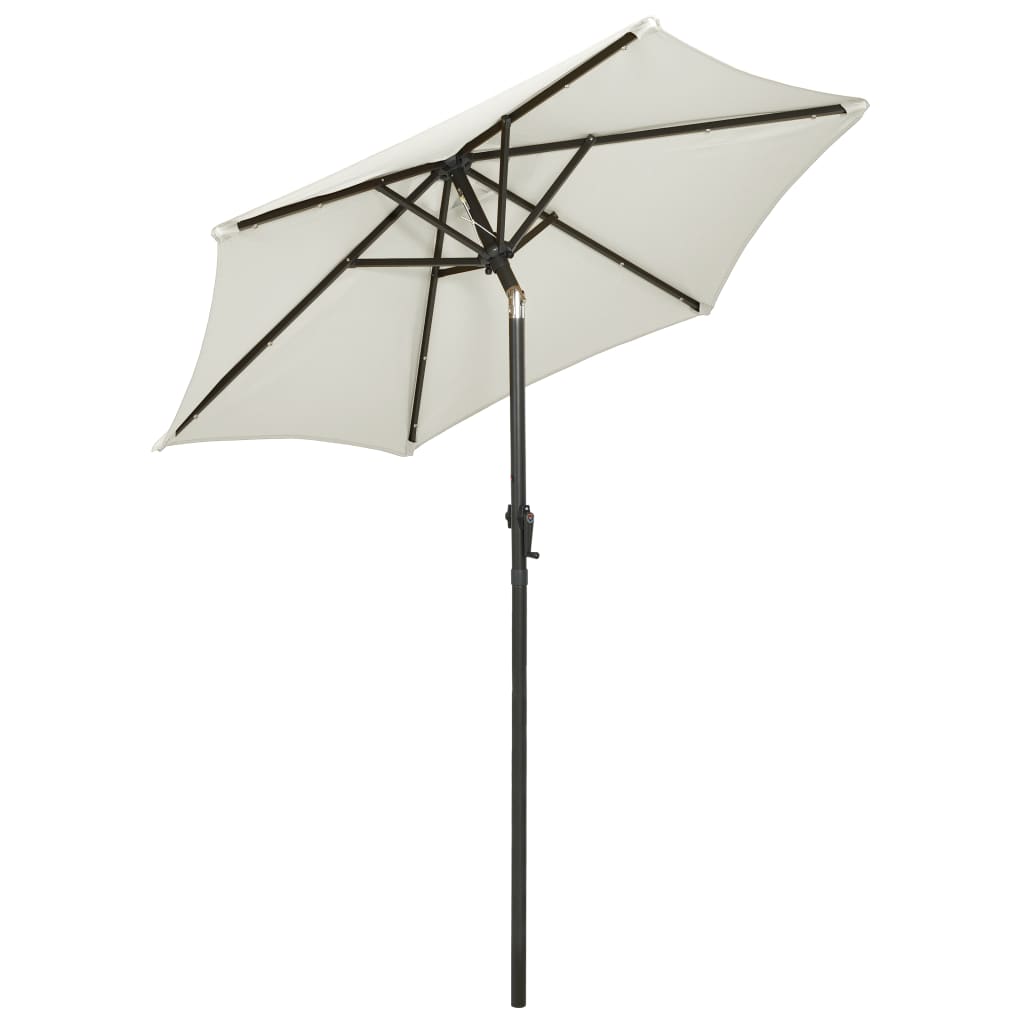 Parasol met LED-verlichting 200x211 cm aluminium zandkleurig