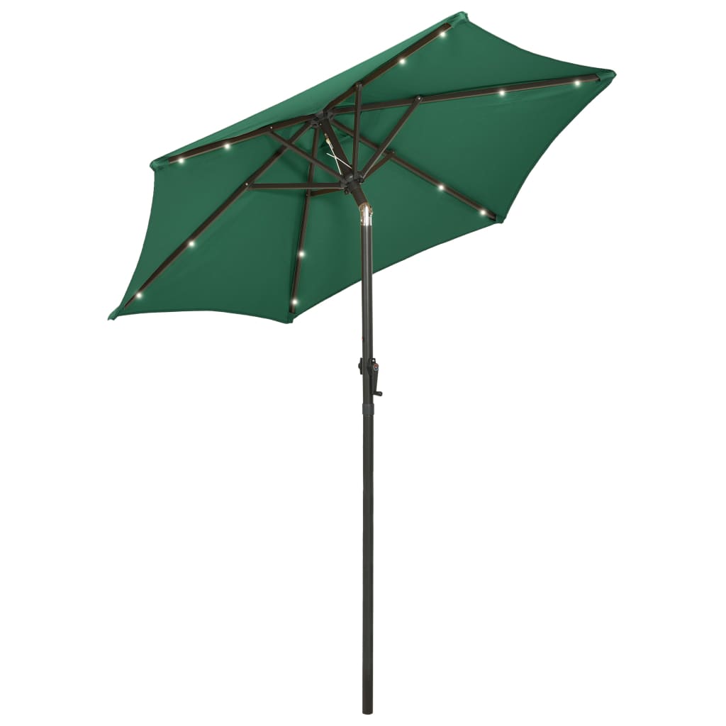 Parasol met LED-verlichting 200x211 cm aluminium groen