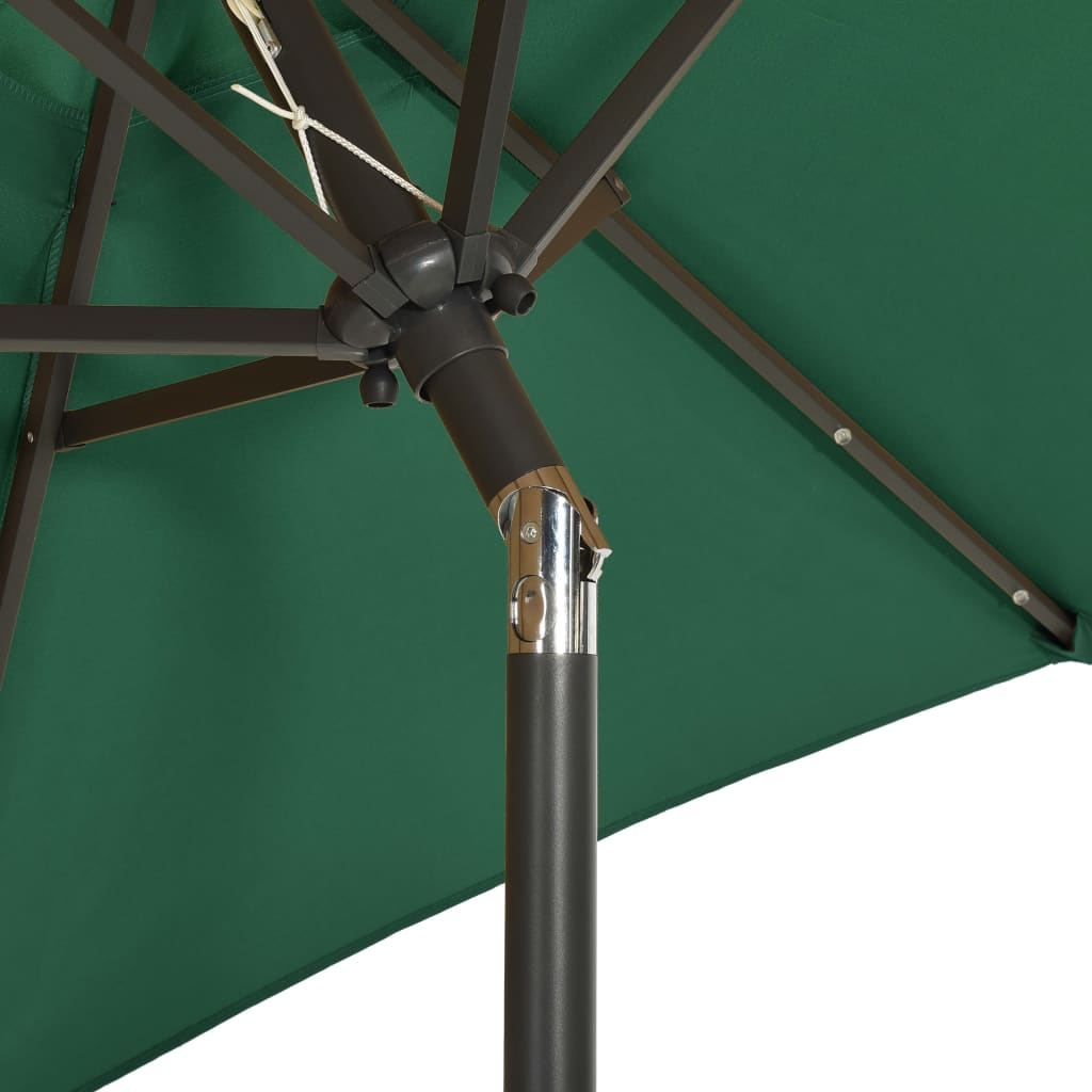 Parasol met LED-verlichting 200x211 cm aluminium groen