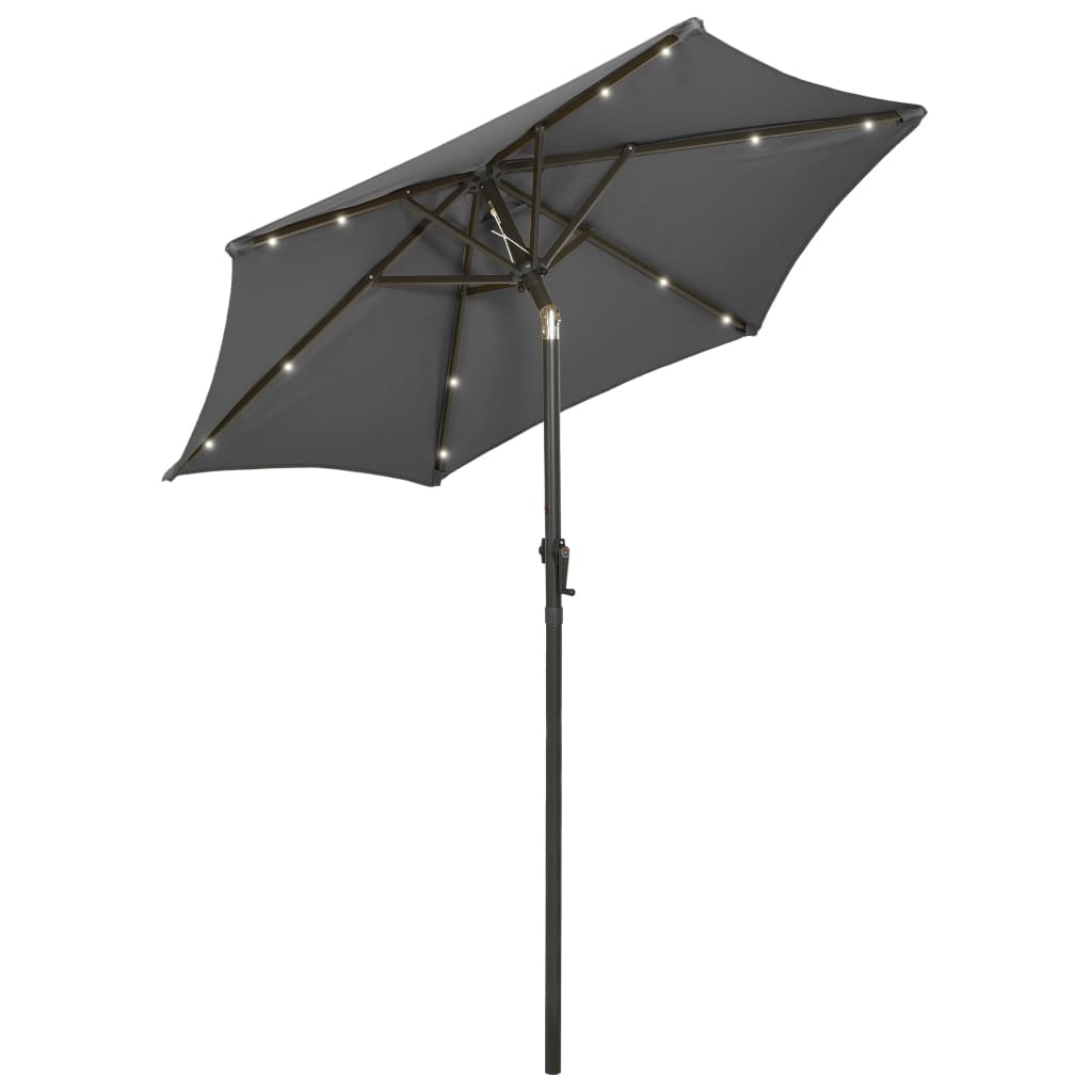 Parasol met LED-verlichting 200x211 cm aluminium antracietkleurig