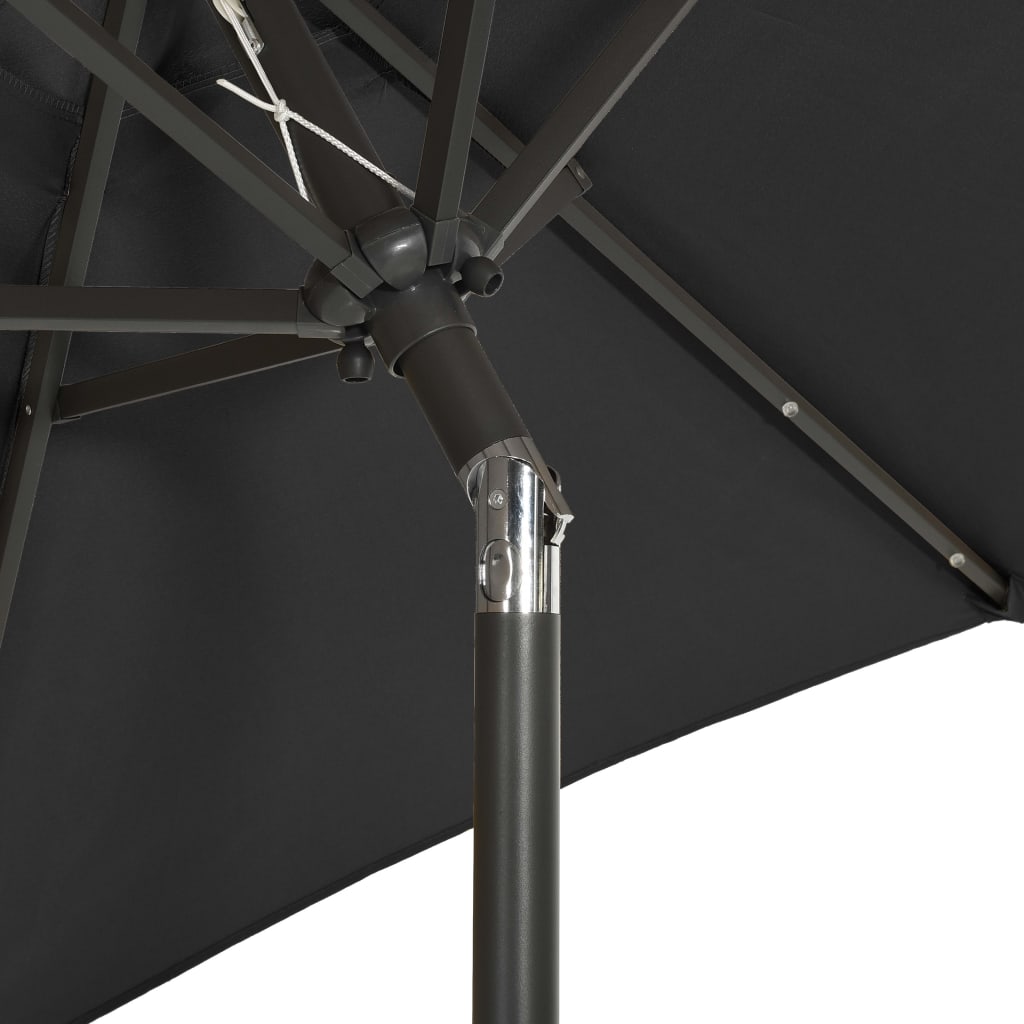 Parasol met LED-verlichting 200x211 cm aluminium zwart