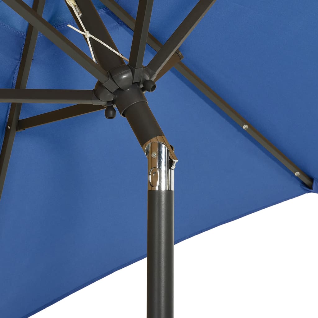 Parasol met LED-verlichting 200x211 cm aluminium azuurblauw