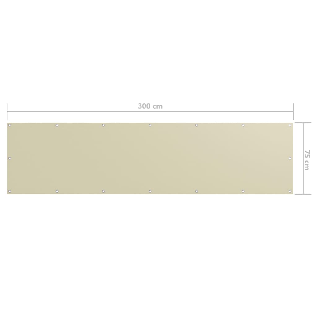 Balkonscherm 75x300 cm oxford stof crème