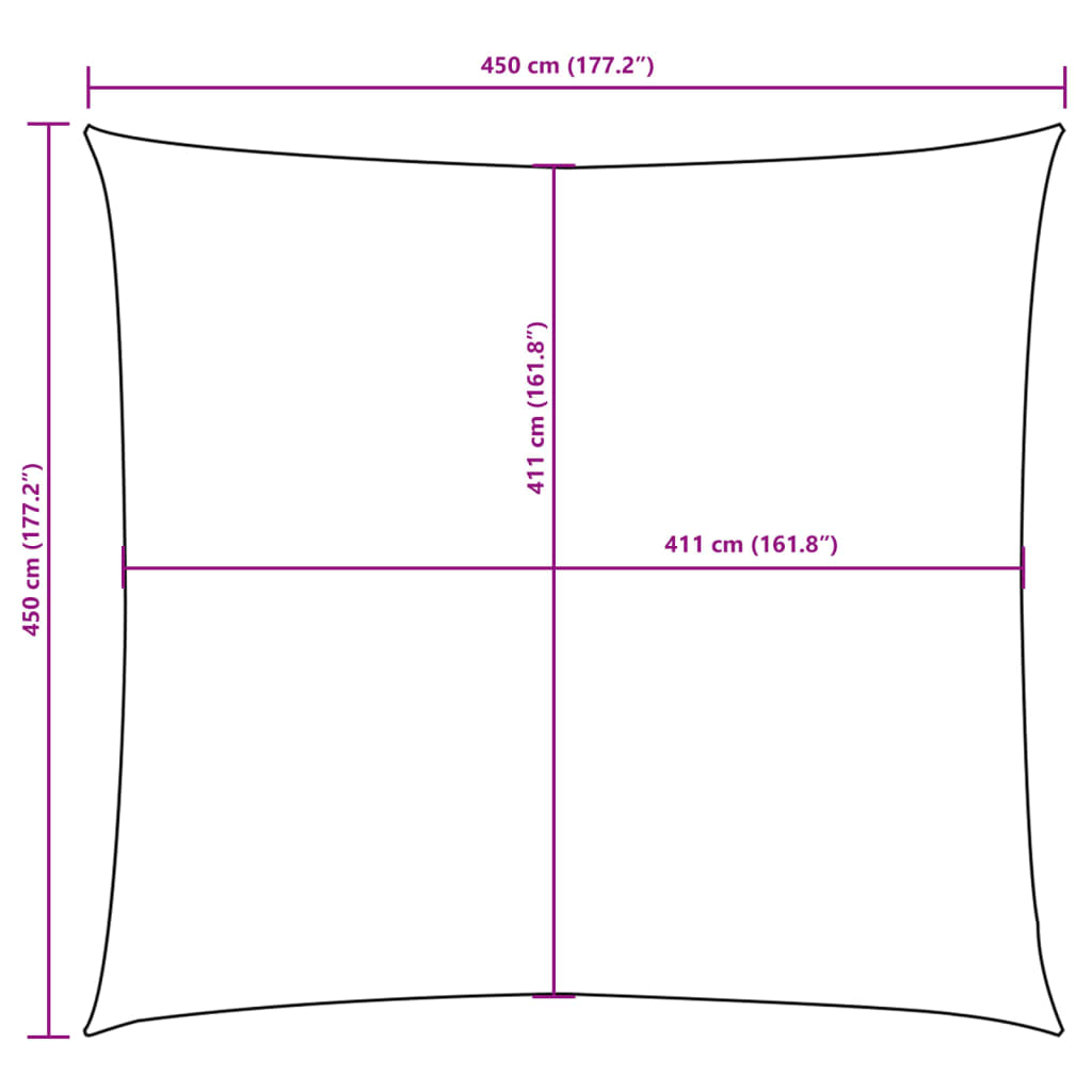 Zonnescherm vierkant 4,5x4,5 m oxford stof crèmekleurig